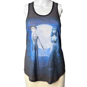 Tim Burton Corpse Bride Racerback Tank Top Black & Blue Size XS